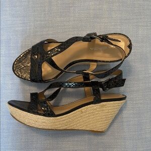 Via Spiga Black Wedge Sandals